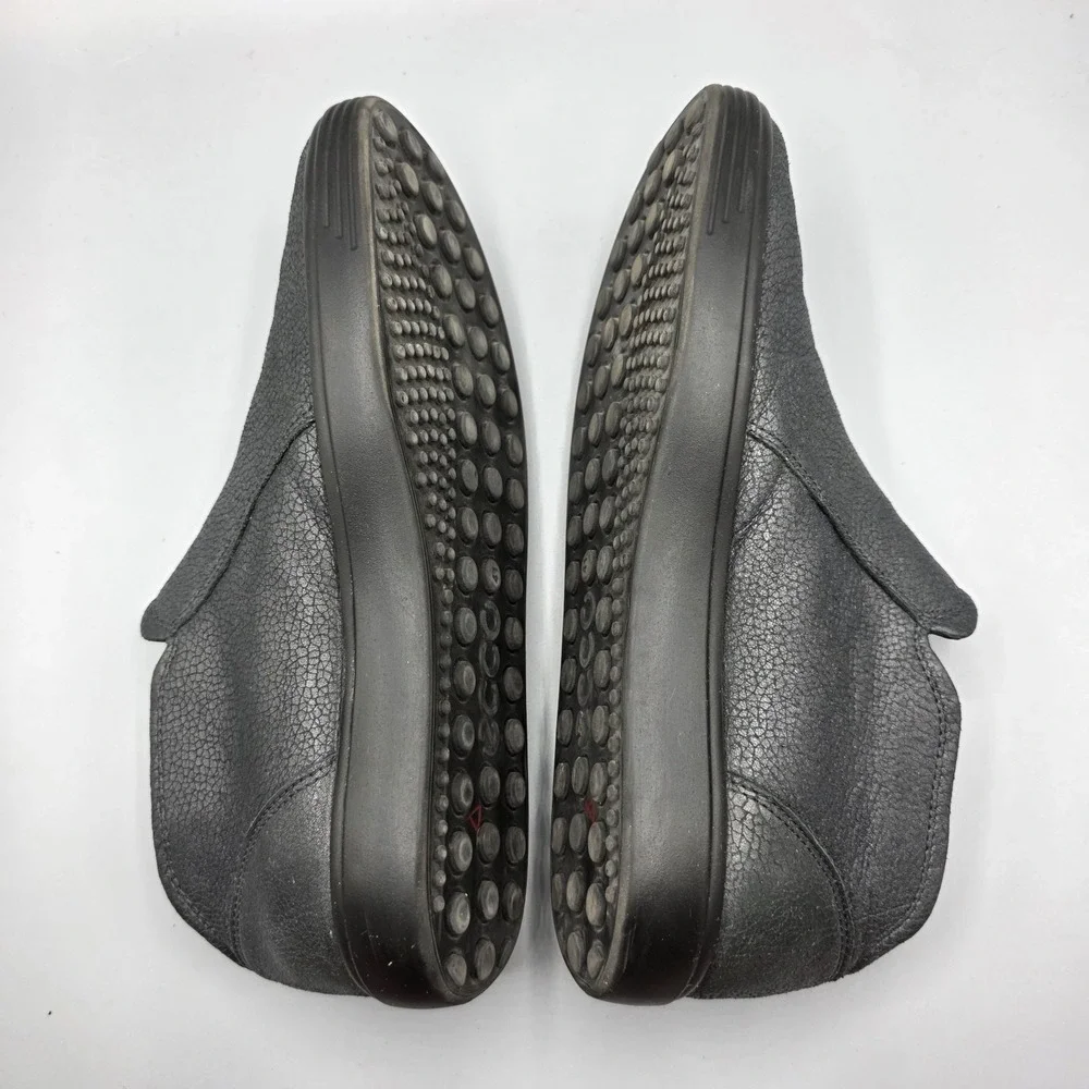 ECCO‎ Bootie Womens 41 Gray Metallic Leather Extra Width Zipper Comfort Sneaker